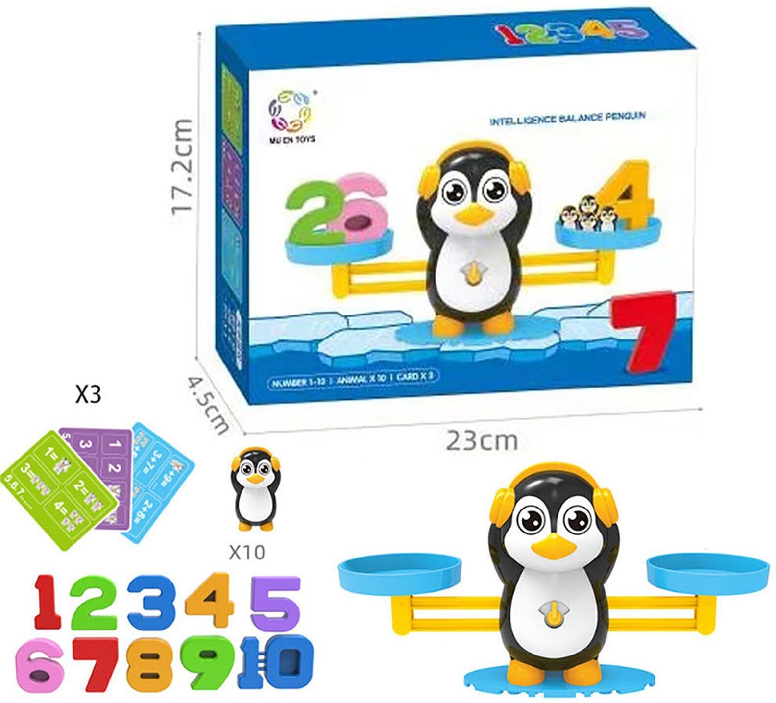 Caractéristiques:1. Jouets d'enseignement idéaux: les jouets de comptage des maths avec de jolies formes de pingouin peuvent stimuler la curiosité des enfants. Ils ont permis de développer l'intérêt des enfants pour l'étude grâce à des jeux et d'améliorer leur mémoire.2, interactif et amusant: l'intimité peut être construite lorsque les parents et les enfants jouent à ce jouet ensemble. Jouet d'équilibre éléphant a 3 niveaux de difficulté différents pour garder les choses intéressantes que les familles pourraient avoir des heures de maths et de comptage amusantes!3. Matériel de sécurité: les jouets d'équilibre pingouin sont en ABS qui est sûr, inoffensif et sans goût. Ils sont soigneusement sculptés sans bavures, durables pour une utilisation de longue durée. Tout en jouant en toute sécurité, la couleur riche peut également améliorer la capacité cognitive des enfants.4, ce que vous obtenez: 10 petits pingouins, modèle numérique 1-10, 3 cartes, 1 Balance de pingouin, 1 piédestal, 2 plaques de pesage, et un manuel facile à lire.5. Super cadeau pour les enfants: le jouet d'équilibre pingouin améliore la mémoire, encourage le jeu interactif et aide à développer la motricité fine. Les graphiques mignons et les designs colorés attirent l'attention de toute la famille! Mettez les tout-petits et les jeunes enfants sur la voie rapide du comptage et des maths! C'est un super cadeau pour les garçons et les filles de 3, 4, 5 ans.Description:Le jouet à échelle de pingouin est sûr, inoffensif et sans goût. Il aide les enfants à apprendre le comptage et les mathématiques dès leur plus jeune âge. Un jouet amusant et éducatif!Spécification:Matériel: ABSTaille: environ 23*4.5*17.2cm/9*1.77 * 6.77inListe de colisage:1 * ensemble de Balance pingouinNote:1. En raison de l'influence de nombreux facteurs tels que la luminosité de l'écran et la luminosité de la lumière, la couleur réelle du produit peut être légèrement différente de l'image affichée sur le site web.2. Veuillez permettre une légère différence entre les données de taille et la mesure manuelle. image