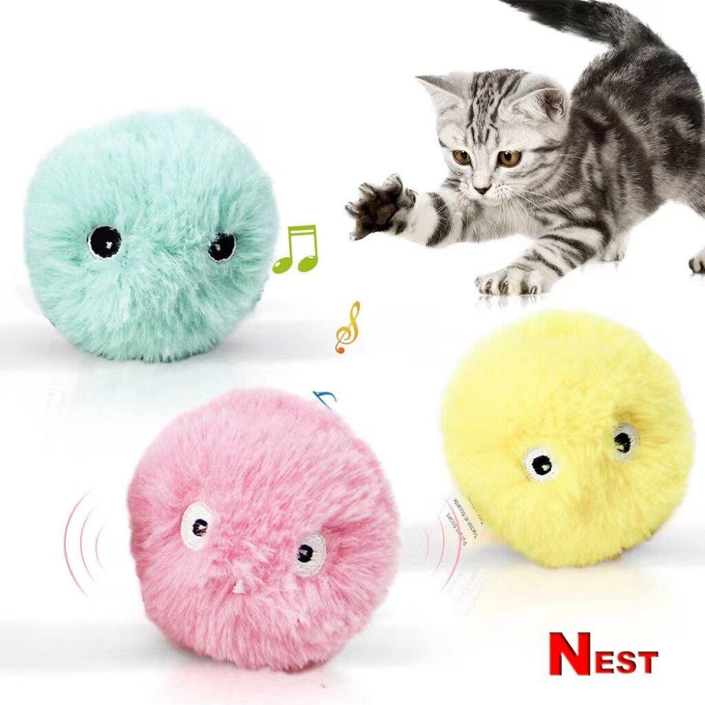 Smart Elf Cat Fleece Toys Interactive Ball Cat Training Toys Cat Fidget Toys Pet Supplies