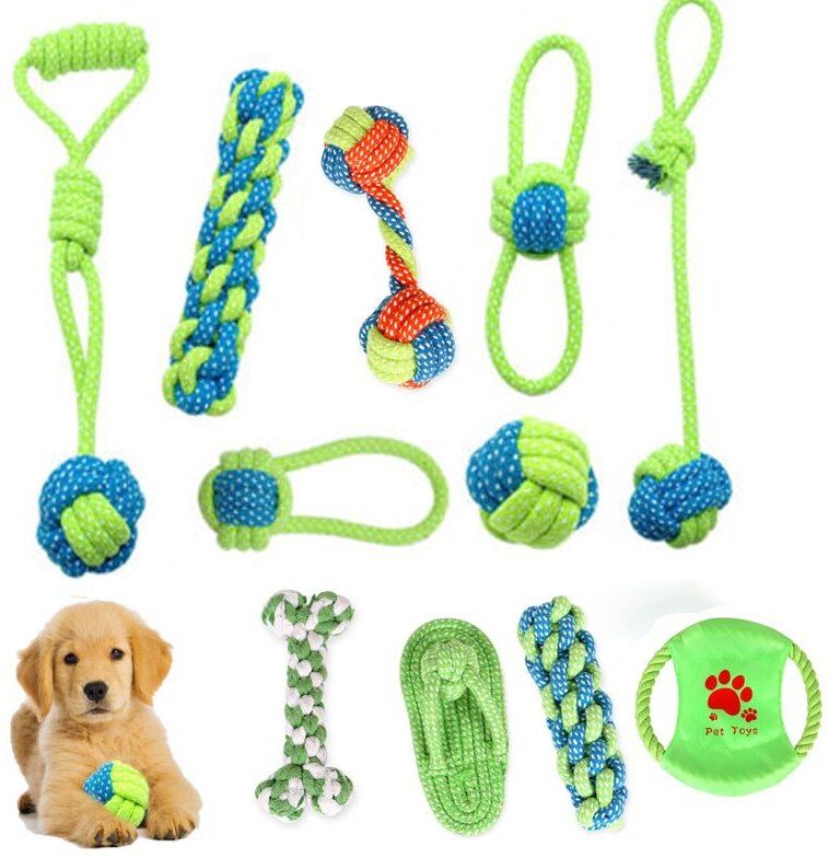 Pet Dog Toys Green Safe Dents Cleaning Rope Ball For Small Large Dogs Cats Pet Supplies