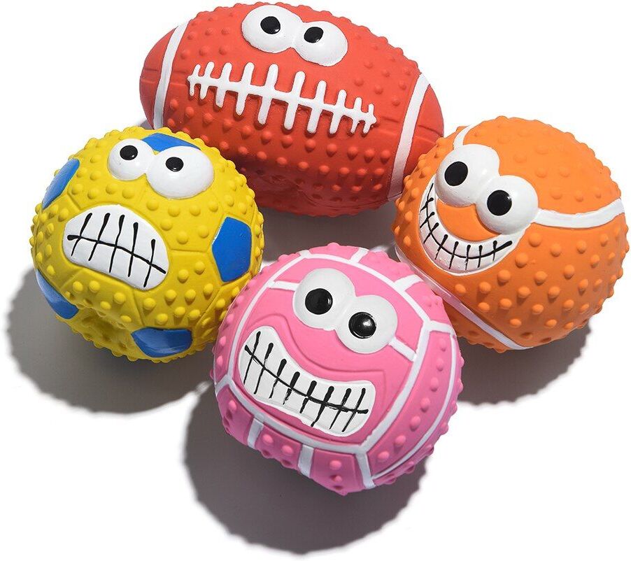 New Pet Squeaky Toys Dog Chew Rubber Balls Dents Cleaning Chew Toy Pet Supplies