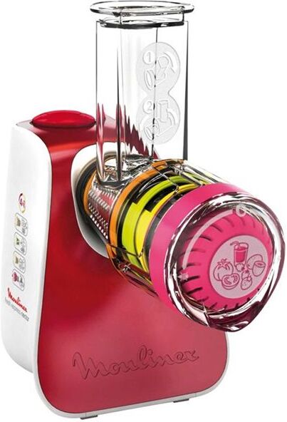 Moulinex Fresh Express Nectar DJ764510 - Râpe électrique - Blanc/rouge rubis aluminium brossé