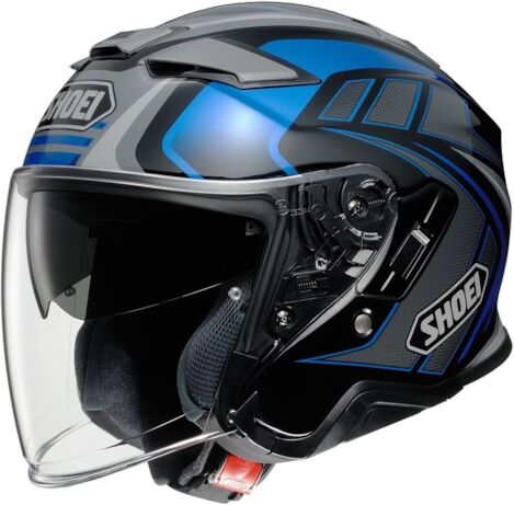 SHOEI J-Cruise II Aglero, Casque moto jet, Noir-Gris-Bleu TC-2