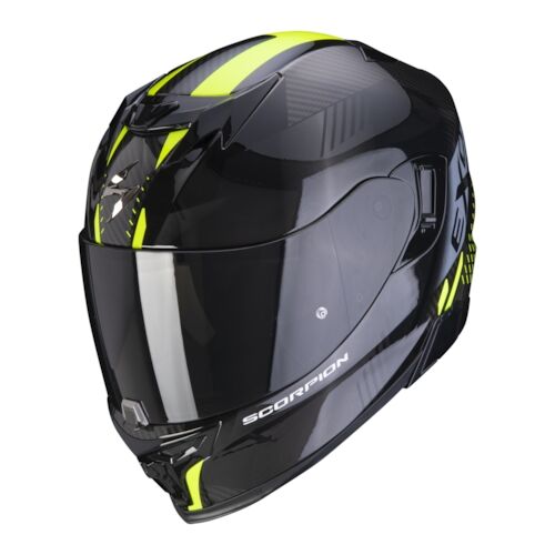 SCORPION EXO-520 Air Laten, Casque moto intégral, Noir-Jaune Fluo