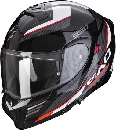 SCORPION EXO-930 Navig, Casque moto modulable, Noir Métal-Rouge