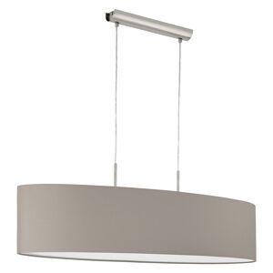 EGLO Lampe pendante 100 cm Eglo Taupe et nickel mat avec fil 2xE27/60W/220-240V   Tissu - Publicité