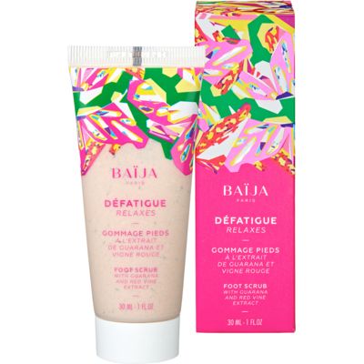 Baïja - Gommage Pieds Défatiguant Guarana & Vigne Rouge 30ml - Publicité Baïja - Gommage Pieds Défatiguant Guarana & Vigne Rouge 30ml - Publicité