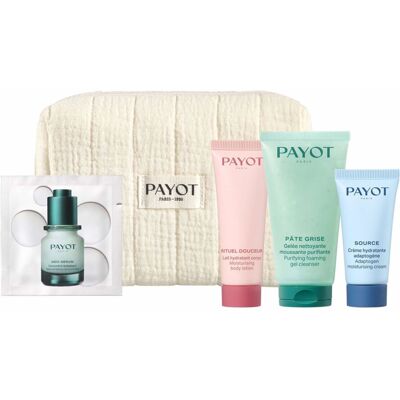 Payot - Trousse Essentiels Voyage Lait Hydratant Corps, Gelée Nettoyante, Crème Hydratante & Sérum Visage - Publicité Payot - Trousse Essentiels Voyage Lait Hydratant Corps, Gelée Nettoyante, Crème Hydratante & Sérum Visage - Publicité