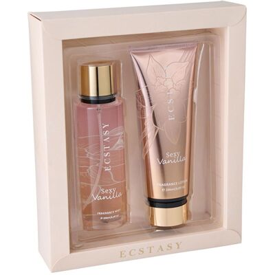 Tentation - Coffret Ecstasy Sexy Vanilla Brume & Lait Corps - Publicité Tentation - Coffret Ecstasy Sexy Vanilla Brume & Lait Corps - Publicité
