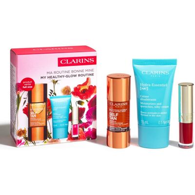 Clarins - Coffret Routine Bonne Mine Autobronzant, Crème Hydratante Visage & Huile À Lèvres - Publicité Clarins - Coffret Routine Bonne Mine Autobronzant, Crème Hydratante Visage & Huile À Lèvres - Publicité