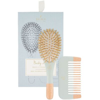 Bachca - Baby Kit Blue Brosse 100% Sanglier Petit Modèle + Peigne Bois - Publicité Bachca - Baby Kit Blue Brosse 100% Sanglier Petit Modèle + Peigne Bois - Publicité
