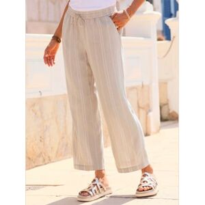 Helline Pantalon large 20% lin - - sable à rayures SABLE À RAYURES 46 - Publicité Helline Pantalon large 20% lin - - sable à rayures SABLE À RAYURES 46 - Publicité