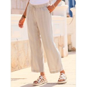 Helline Pantalon large 20% lin - - sable à rayures SABLE À RAYURES 40 - Publicité Helline Pantalon large 20% lin - - sable à rayures SABLE À RAYURES 40 - Publicité