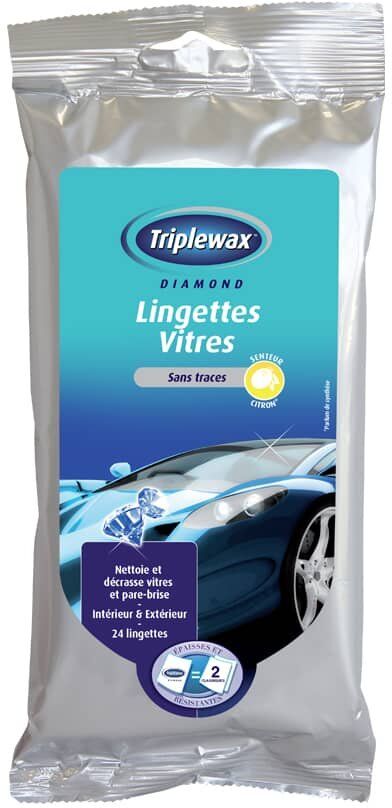 Triplewax Lingettes Vitres x24 - Fragrance Citron