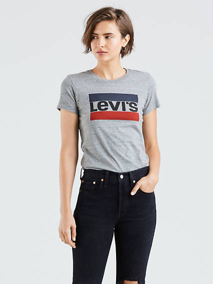 Levi's The Perfect Graphic Tee - Femme - Gris / Smokestack Heather
