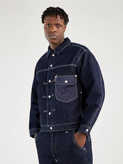 Levi's Levis Red Quilt Type I Trucker Jacket - Homme - Indigo fonc / Blue Ox Rinse