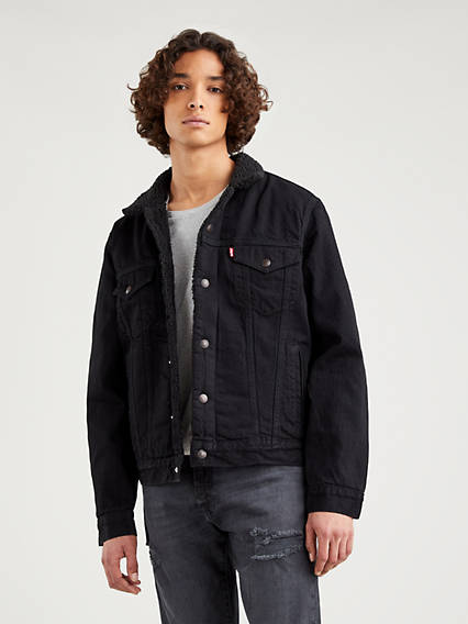 Levi's The Sherpa Trucker Jacket - Homme - Noir / Berk Sherpa