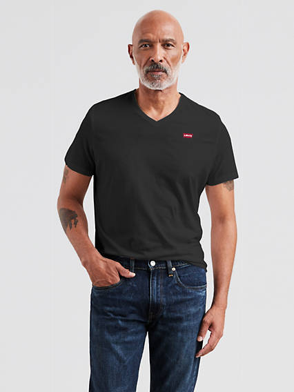 Levi's Original Housemark V Neck Tee - Homme - Noir / Mineral Black