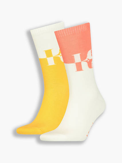 Levi's Regular Cut Socks 2Pack - Unisex - Neutral / Coral Combo