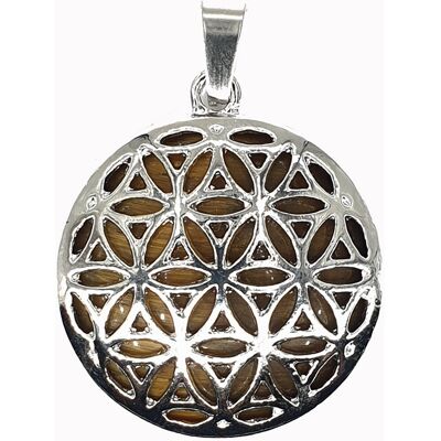 Pendentif fleur de vie avec oeil de tigre - Publicité Pendentif fleur de vie avec oeil de tigre - Publicité