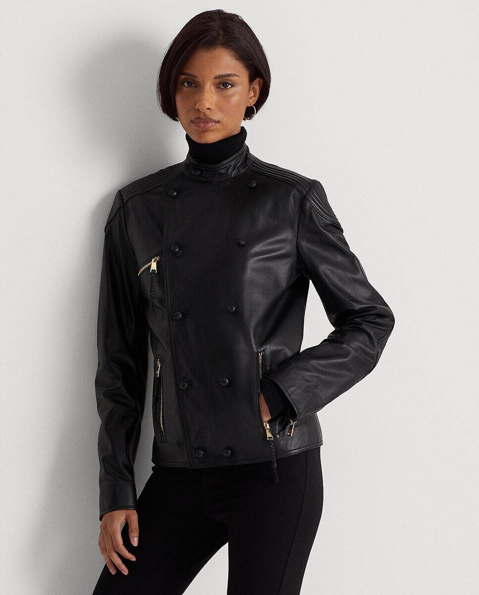 LAUREN BY RALPH LAUREN Blouson moto en nappa - Noir - female - 44