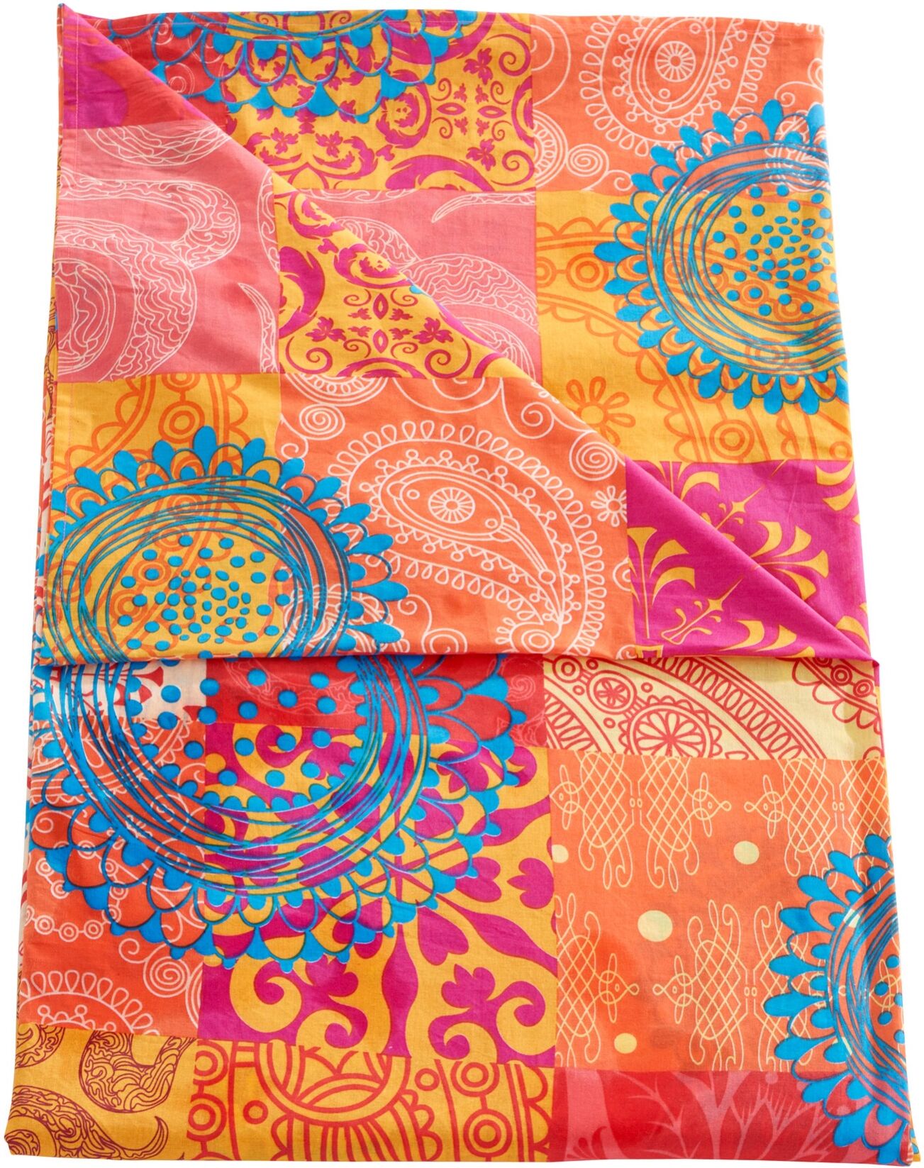 bonprix Tissu d'ameublement Indi test orange 1 (210/140 cm)/3 (Lot de 2 housses coussins 40/40 cm)