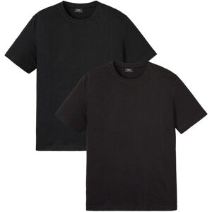 bonprix Lot de 2 T-shirts en coton noir 48/50 (M)/44/46 (S)