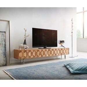 DELIFE Buffet bas Fevo 200 cm acacia nature 4 portes Pied-L