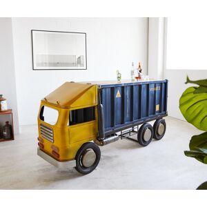 DELIFE Bar camion 220x110 cm Metal Bois de mangue Bleu Jaune