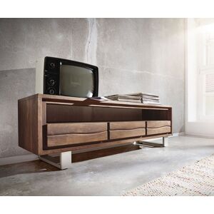 DELIFE Meuble-TV Live-Edge 146 cm acacia marron 3 tiroirs 1 compartiment