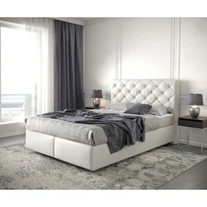 DELIFE Lit a sommier tapissier Dream-Great 140x200 Cuir synthetique Weiß