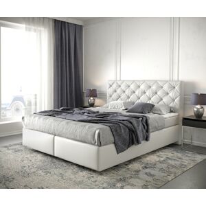 DELIFE Lit a sommier tapissier Dream-Great 160x200 Cuir synthetique Weiß
