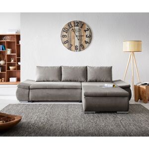 DELIFE Canape-d'angle Abilene 260x175 cm brun kaki fonction sommeil pouf  variable