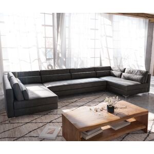 DELIFE Canape panoramique Elio XL 400x185 cm similicuir vintage anthracite