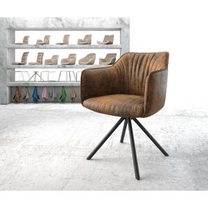 DELIFE Chaise-pivotante Elda-Flex avec accoudoir marron vintage cadre croisé rond noir - Publicité