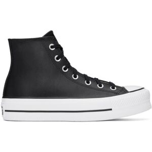 Converse Baskets Chuck Taylor All Star noires en cuir à plateforme - US 5.5 - Publicité