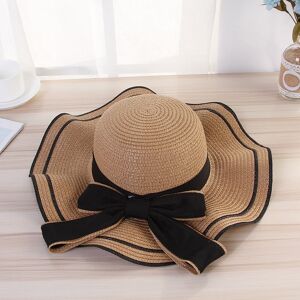 SaraMart Chapeau de soleil d'été femmes chapeaux de paille parasol Panama casquette dames mode arc chapeau de plage chapeaux de voyage pliables femme décorer