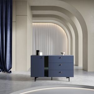 libolion Commode 3 tiroirs vert sauge design SALVIA 138cm pour salon ou chambre bleu foncé - Publicité