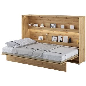 libolion Lit BED CONCEPT escamotable 120x200 version horizontal avec éclairage chêne artisan