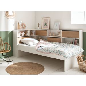 Nateo Concept Lit enfant avec rangement 90x190 MANLY - Blanc/Chêne