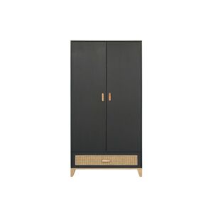 Nateo Concept Armoire 2 portes 1 tiroir NAMI Cannage Rotin - Noir