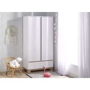 Nateo Concept Armoire 2 portes 1 tiroir BROOM – Blanc/Chêne Clair