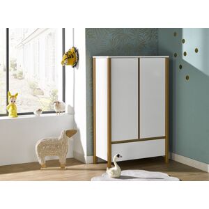 Nateo Concept Armoire 2 portes 1 tiroir CODY – Blanc/Bois