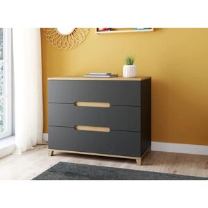 Nateo Concept Commode 3 tiroirs ALBI - Ardoise/Chêne