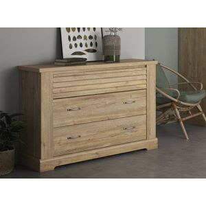 Nateo Concept Commode 3 tiroirs BALYSS - Châtaignier Blanchi