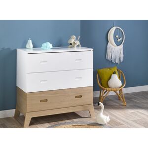 Nateo Concept Commode 3 tiroirs EKKO – Blanc/Chêne