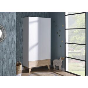 Nateo Concept Armoire 2 portes 1 tiroir HAXO – Blanc/Pin