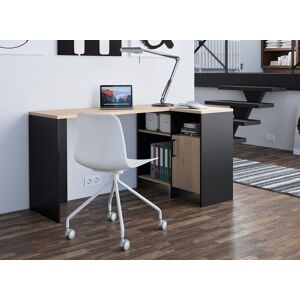 Nateo Concept Bureau d'angle avec rangement LONDON - Ardoise/Bois