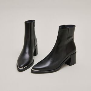 Jonak Bottines à talons et embouts argentés en cuir noir Jonak 36,37,38,39,40,41 femme