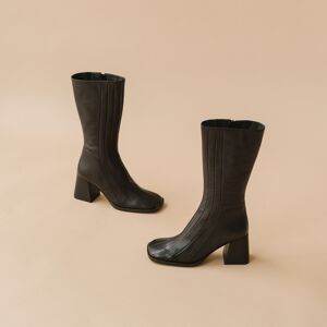 Jonak Bottes à talons et surpiqures en cuir noir Jonak 37 femme