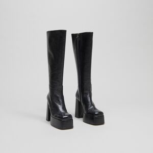 Jonak Bottes à plateformes et bouts carrés en cuir vieilli noir Jonak 40,41 femme